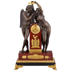 French Empire-Style Cupid and Psyche Mantel Clock