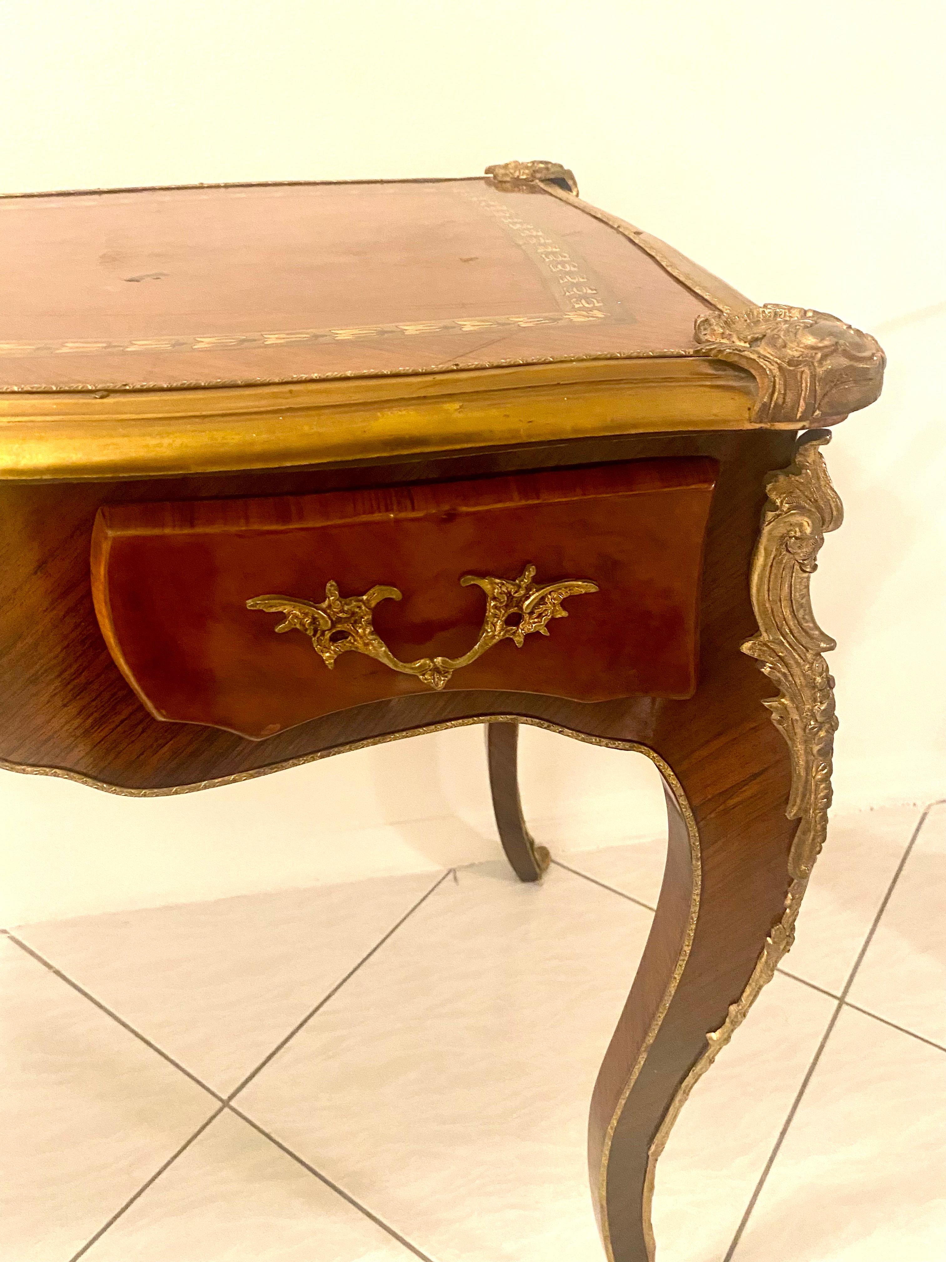 French Empire Style Desk with Gilt Metal Mounts For Sale 7