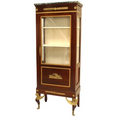 Antique French Empire Style Mahogany Vitrine Cabinet