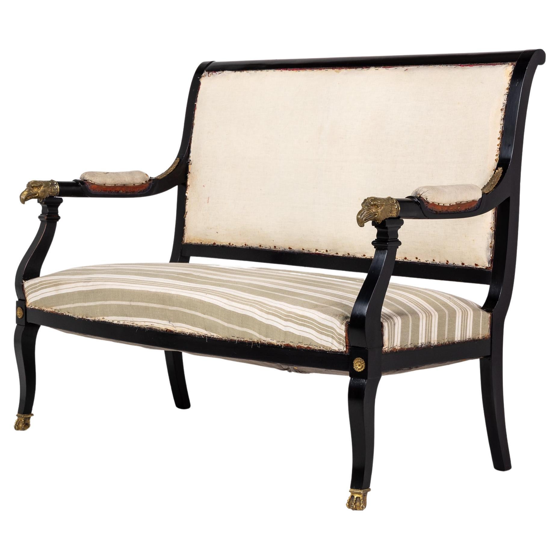 Ebonisiertes Sofa im französischen Empire-Stil im Angebot