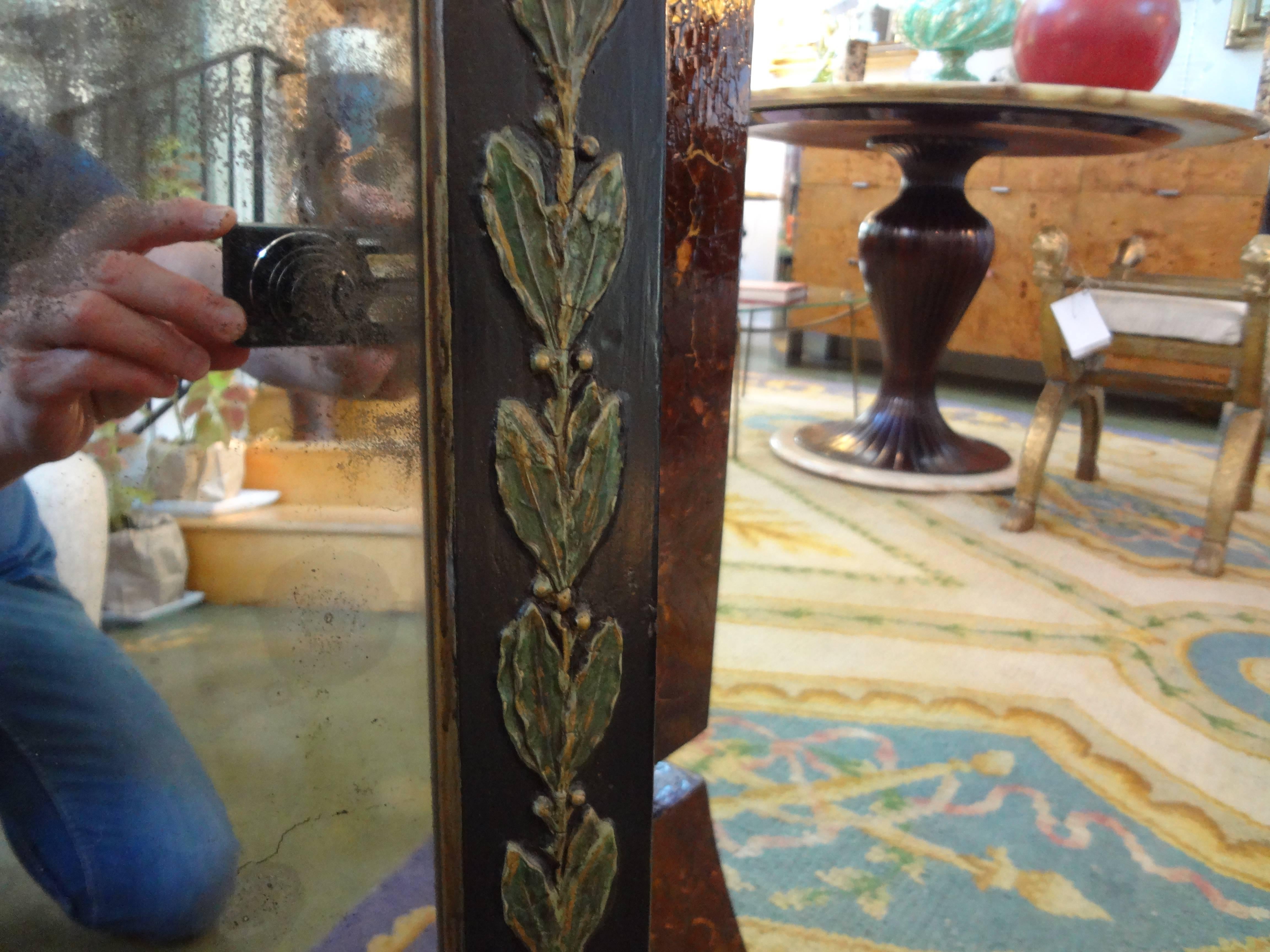 Early 20th Century French Empire Style Ebonized and Painted Mirror For Sale