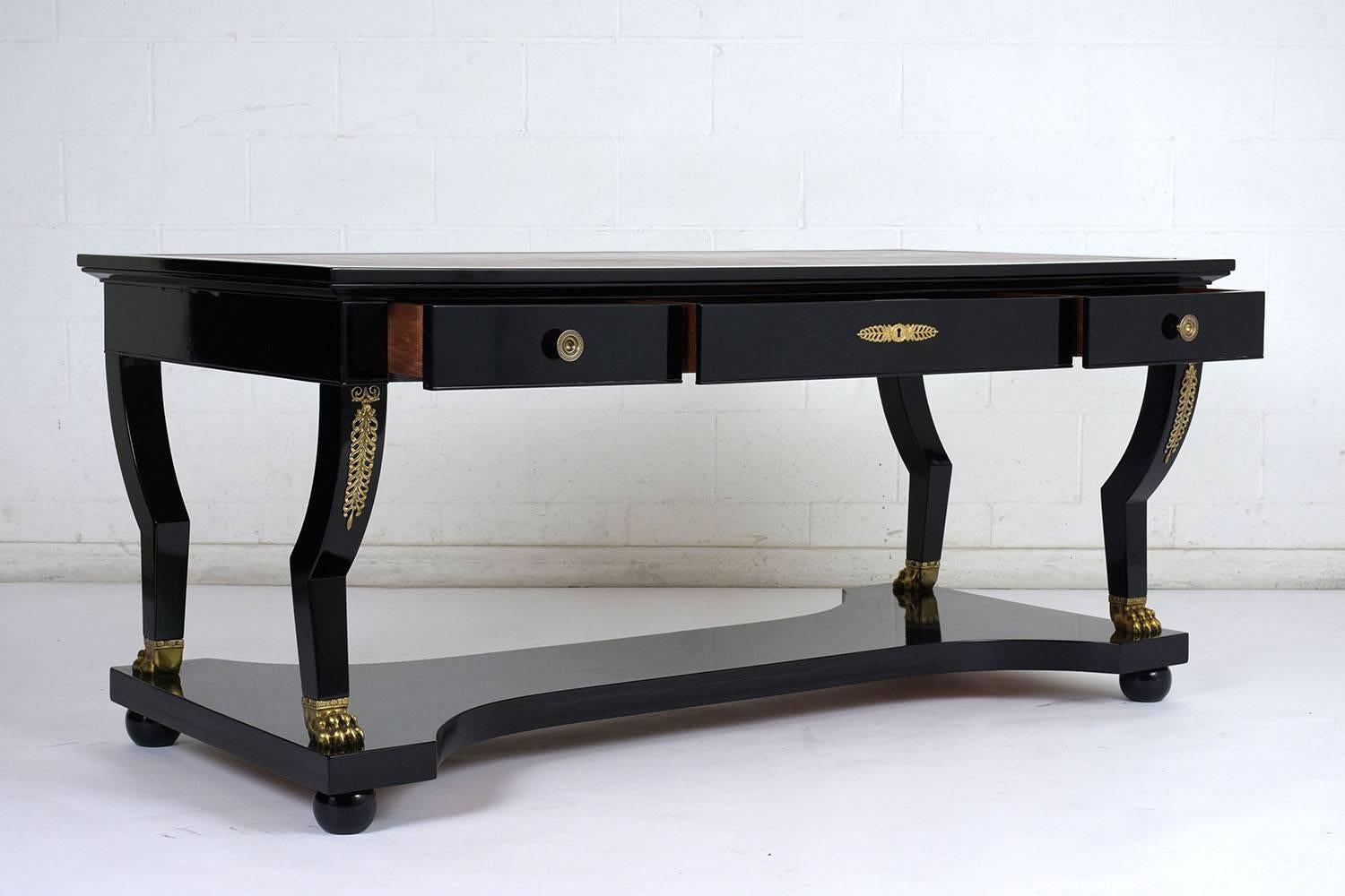 French Empire Leather Desk In Excellent Condition In Los Angeles, CA