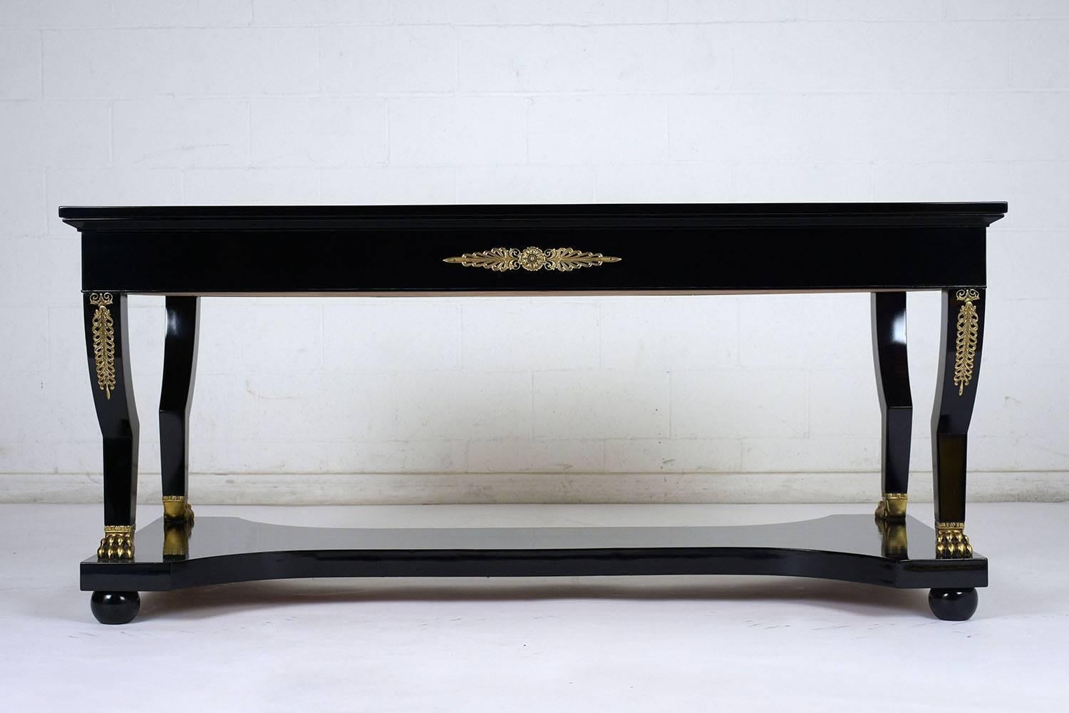 Brass French Empire Leather Desk
