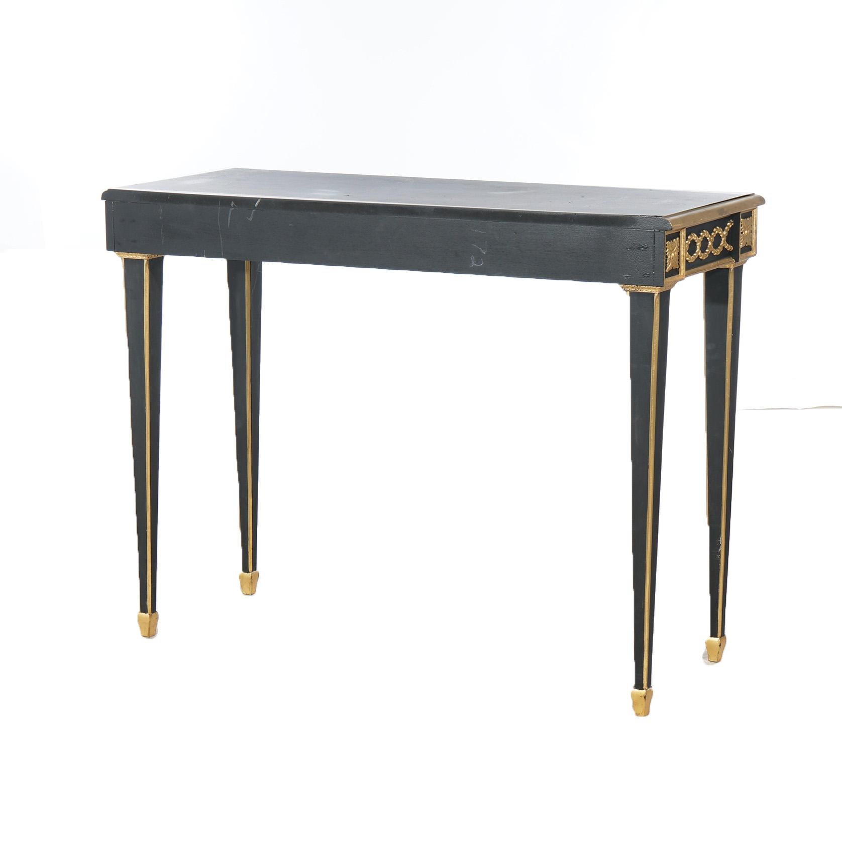French Empire Style Ebonized & Gilt Console Table 20thC In Good Condition For Sale In Big Flats, NY