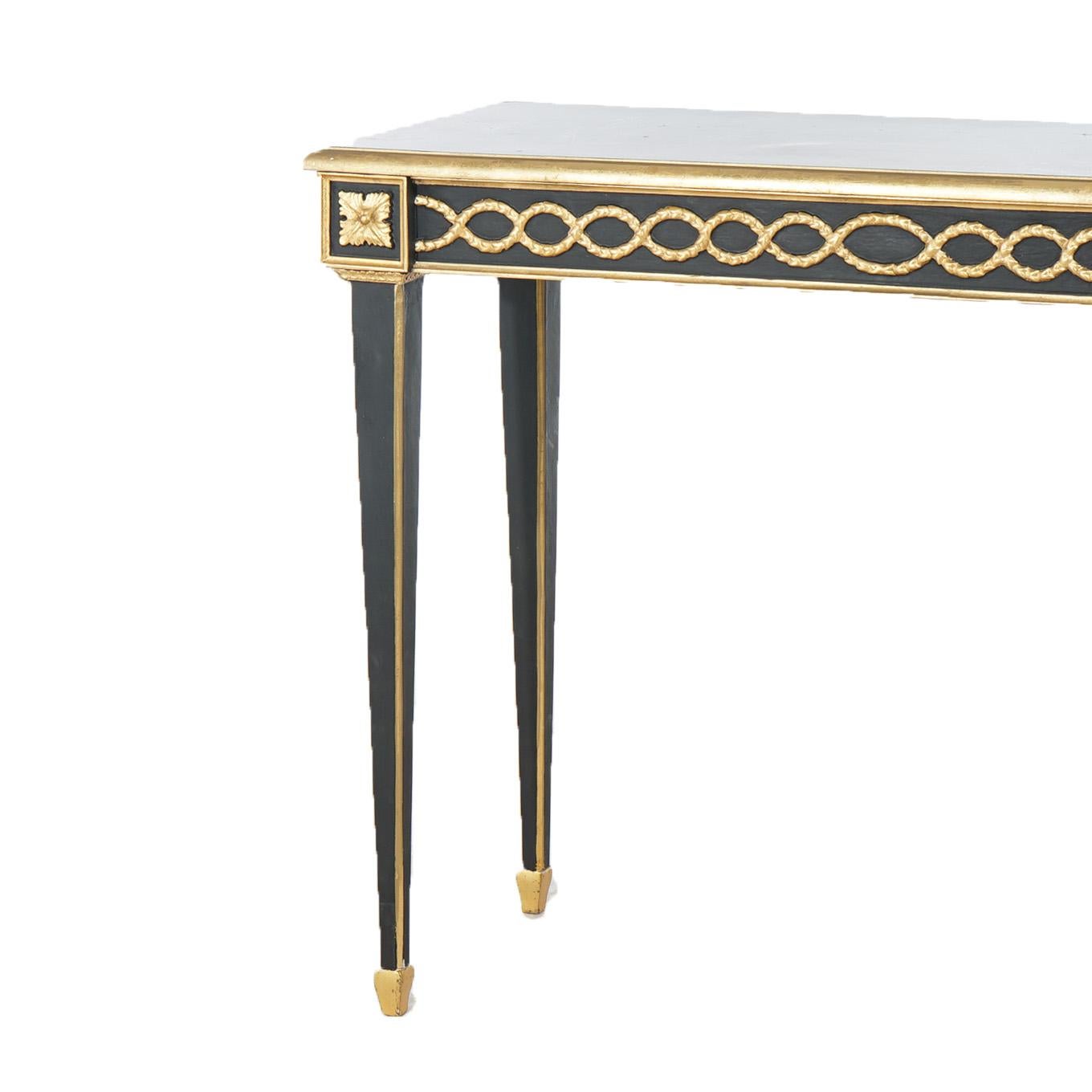 Wood French Empire Style Ebonized & Gilt Console Table 20thC For Sale