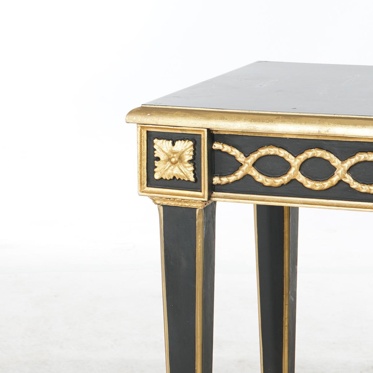 Bois Table console ébonisée et dorée de style Empire français 20e siècle en vente