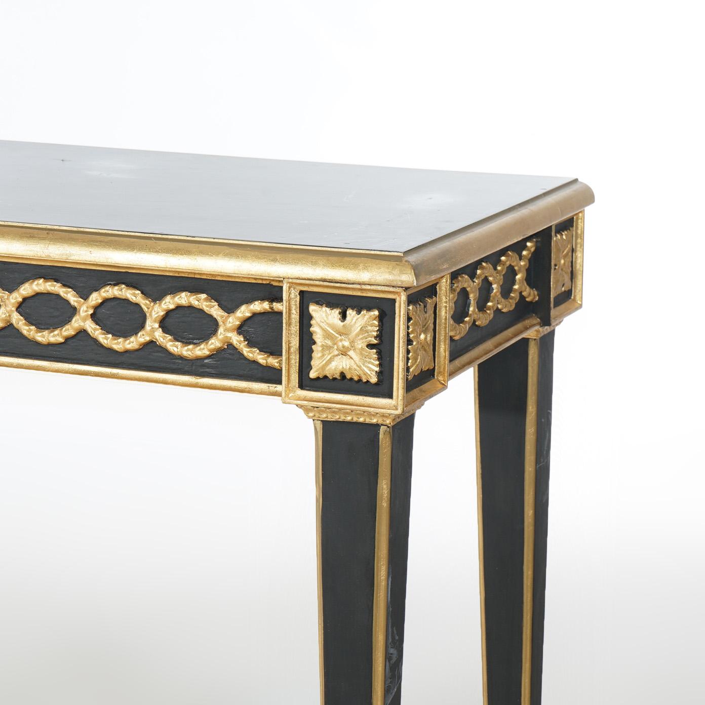Table console ébonisée et dorée de style Empire français 20e siècle en vente 2