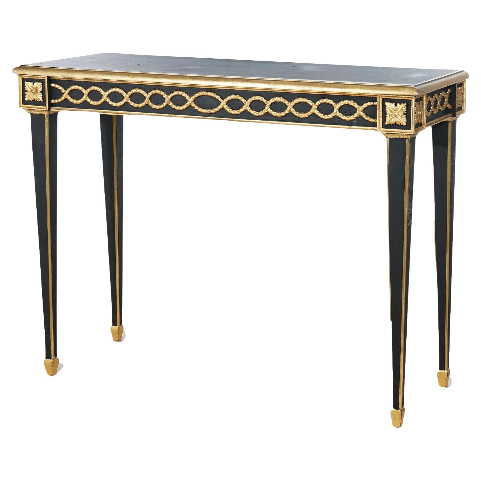 Table console ébonisée et dorée de style Empire français 20e siècle