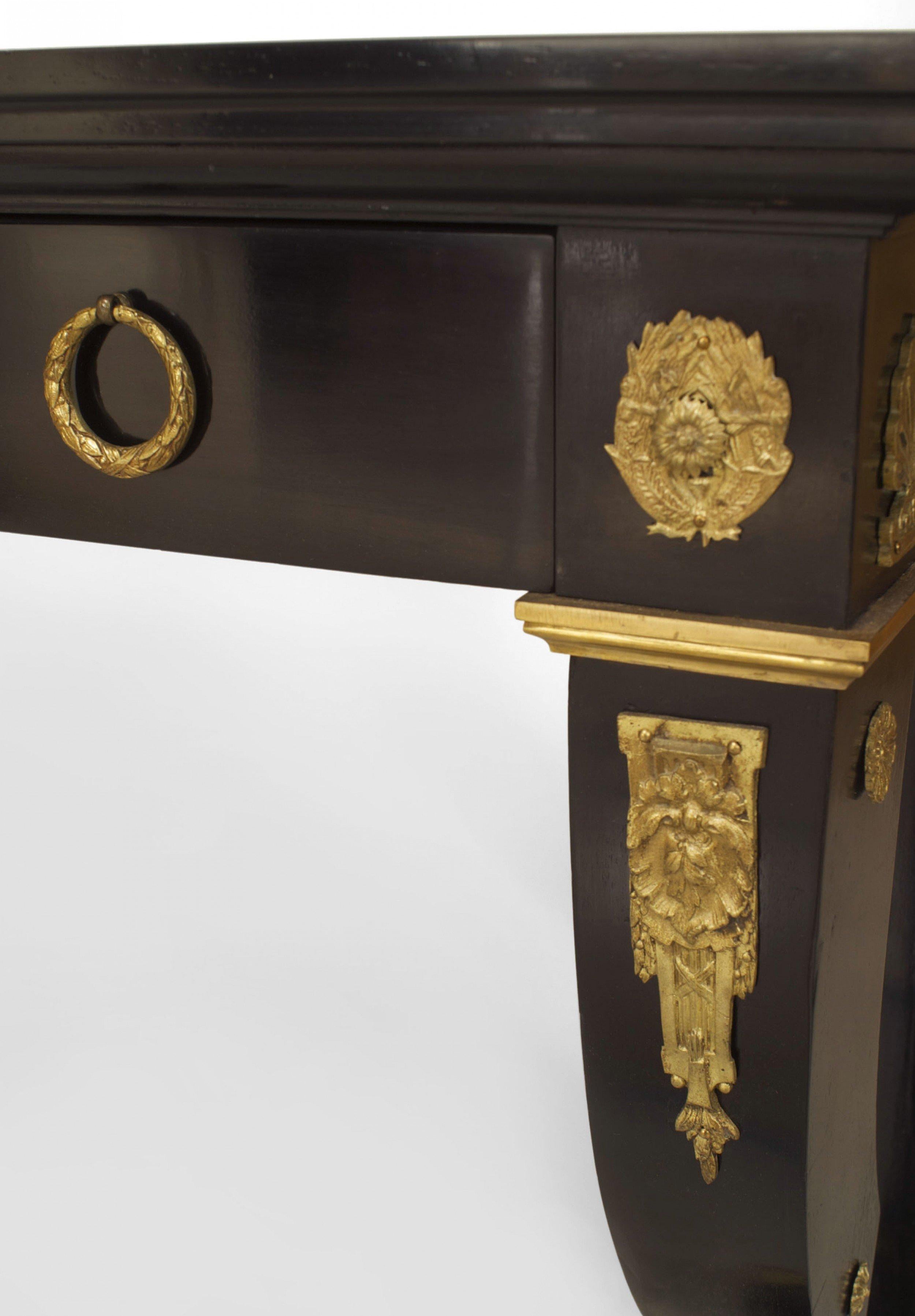 French Empire Style Ebonized Mahogany Writing Table In Good Condition For Sale In Queens, NY