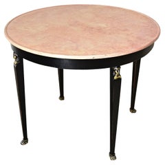 French Empire Style Ebonized Marble Top Center Table