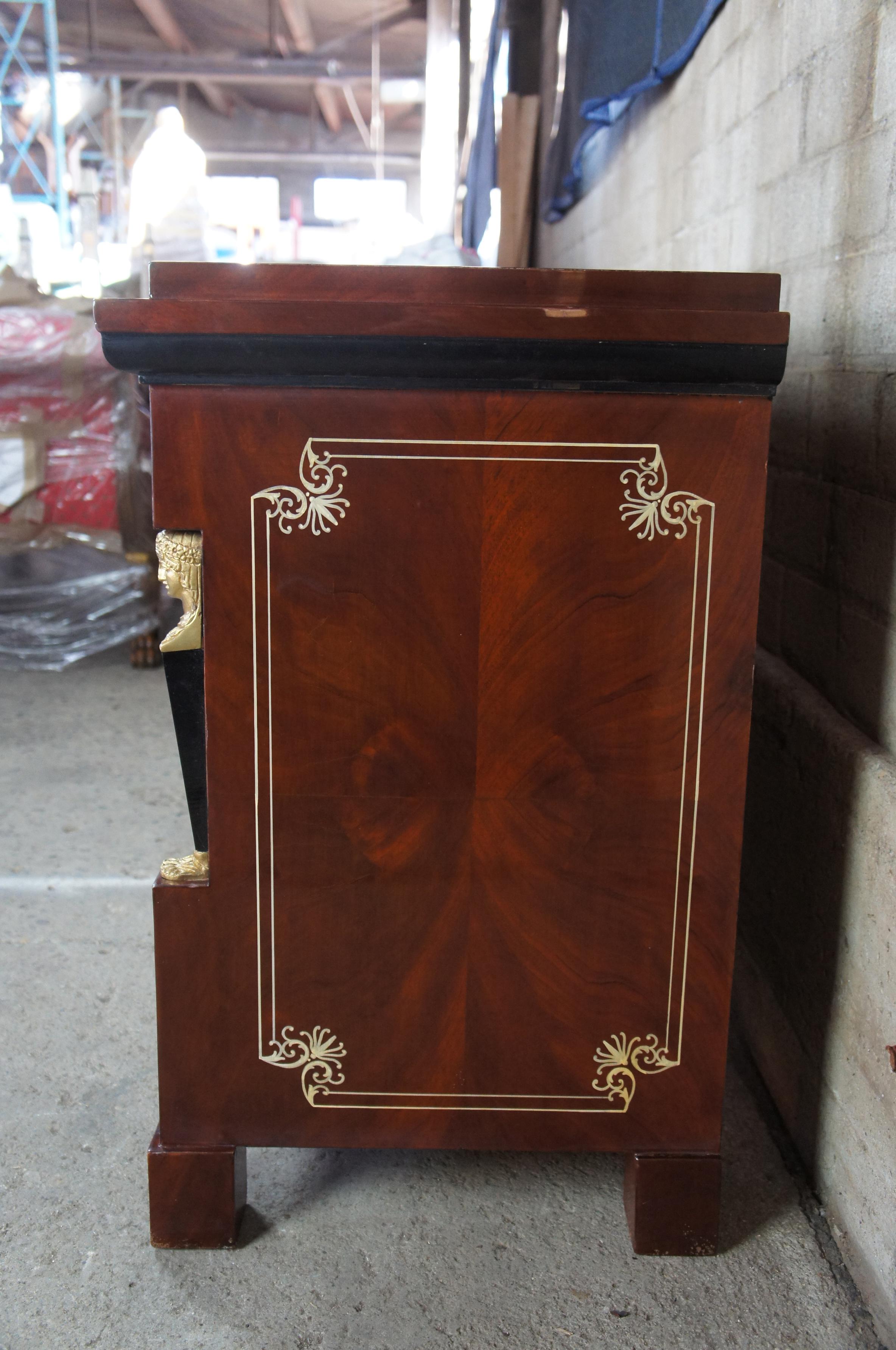 French Empire Style Egyptian Revival 3 Drawer Chest Side Table Nightstand Deco In Good Condition In Dayton, OH