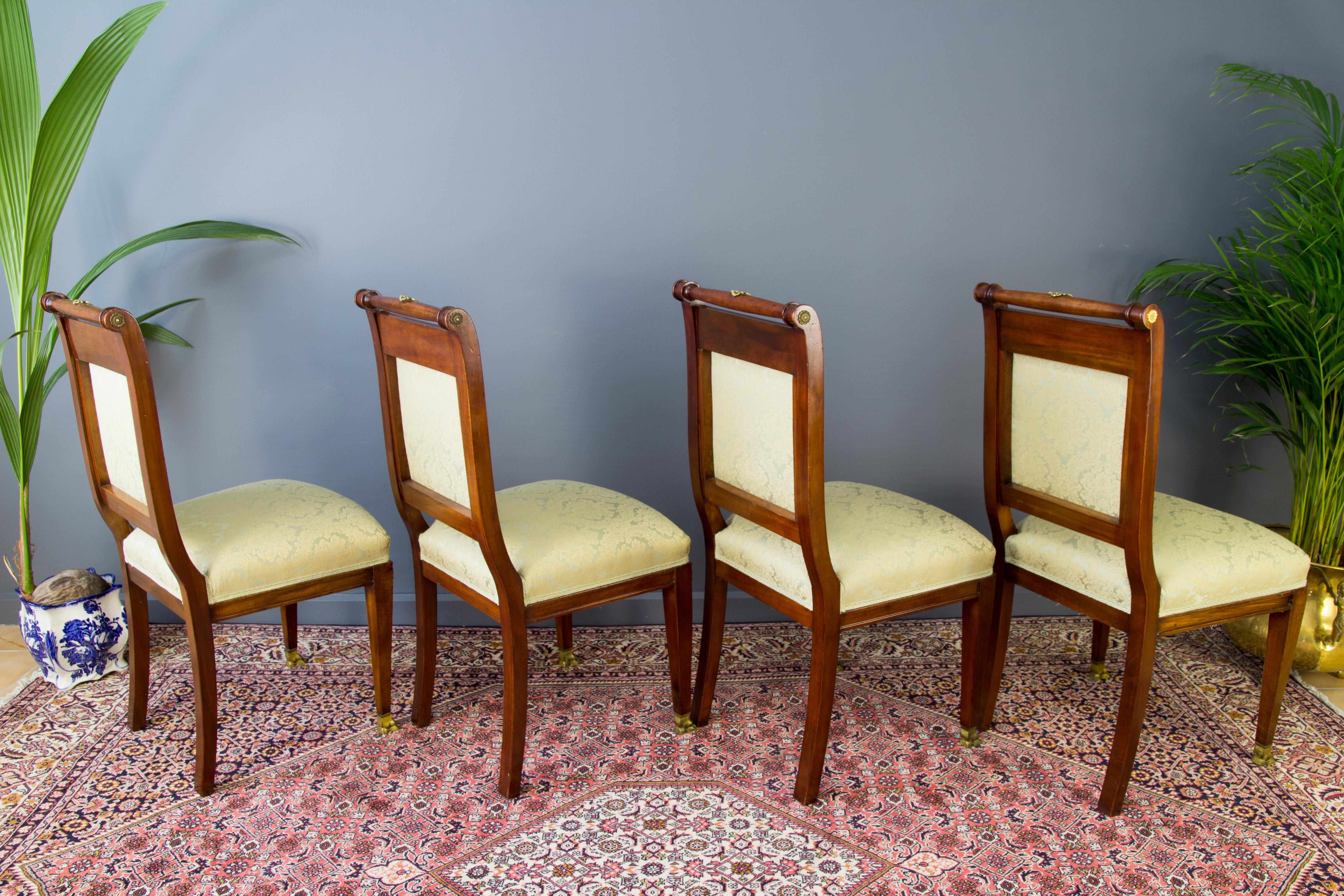 Französisches Wohnzimmer-Set aus Nussbaum, Bronze und Marmor im Empire-Stil und Stühlen im Angebot 6