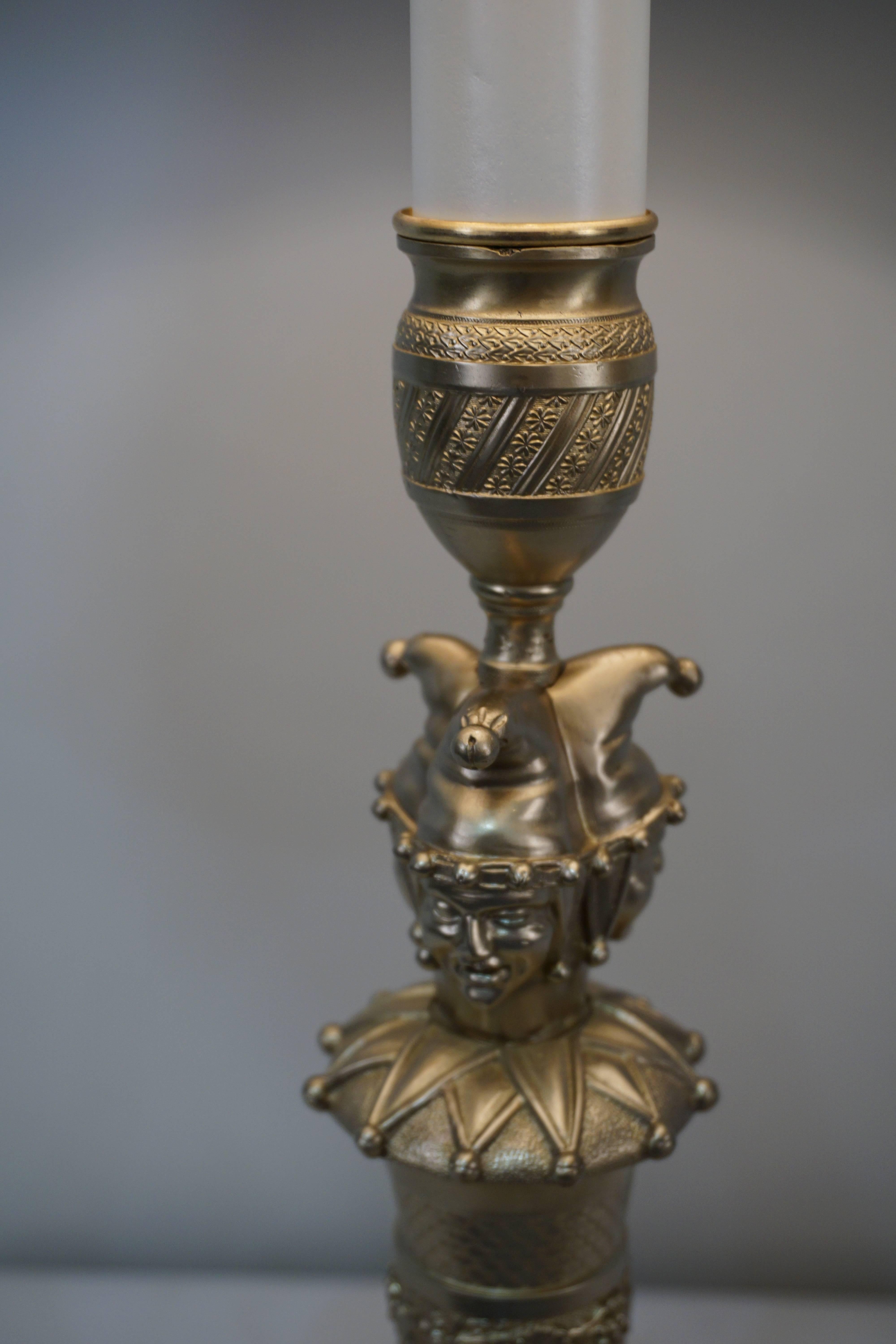 French Empire Style Electrified Bronze Candlestick In Good Condition In Fairfax, VA