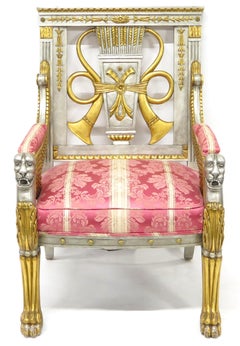 Französischer Fauteuil im Empire-Stil, handgefertigt von Trouvailles, Inc.