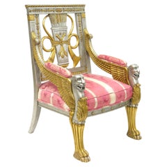 Französischer Fauteuil im Empire-Stil, handgefertigt von Trouvailles, Inc.