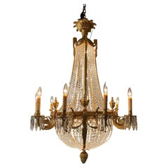 French Empire style fifteen light bronze dore chandelier