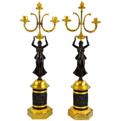 French Empire Style Figural Candelabra, Pair