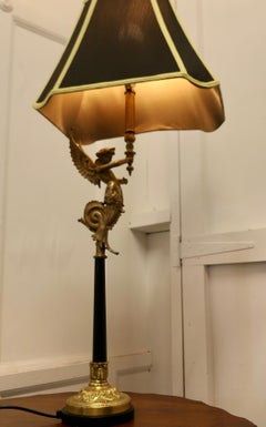 French Empire Style Figural Siren Ormolu Lamp a Charming Brass Lamp