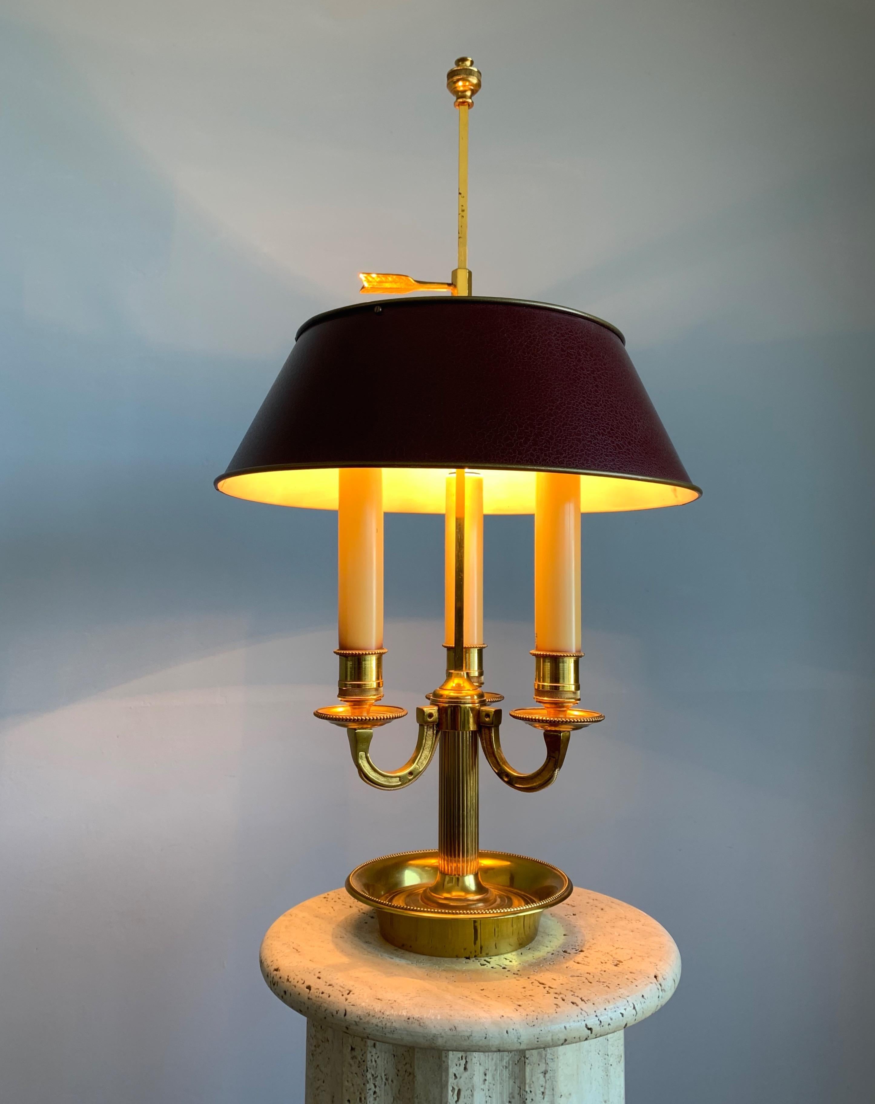 French Empire Style Finest Quality Bronze Bouillotte Table Lamp or Desk Lamp 8