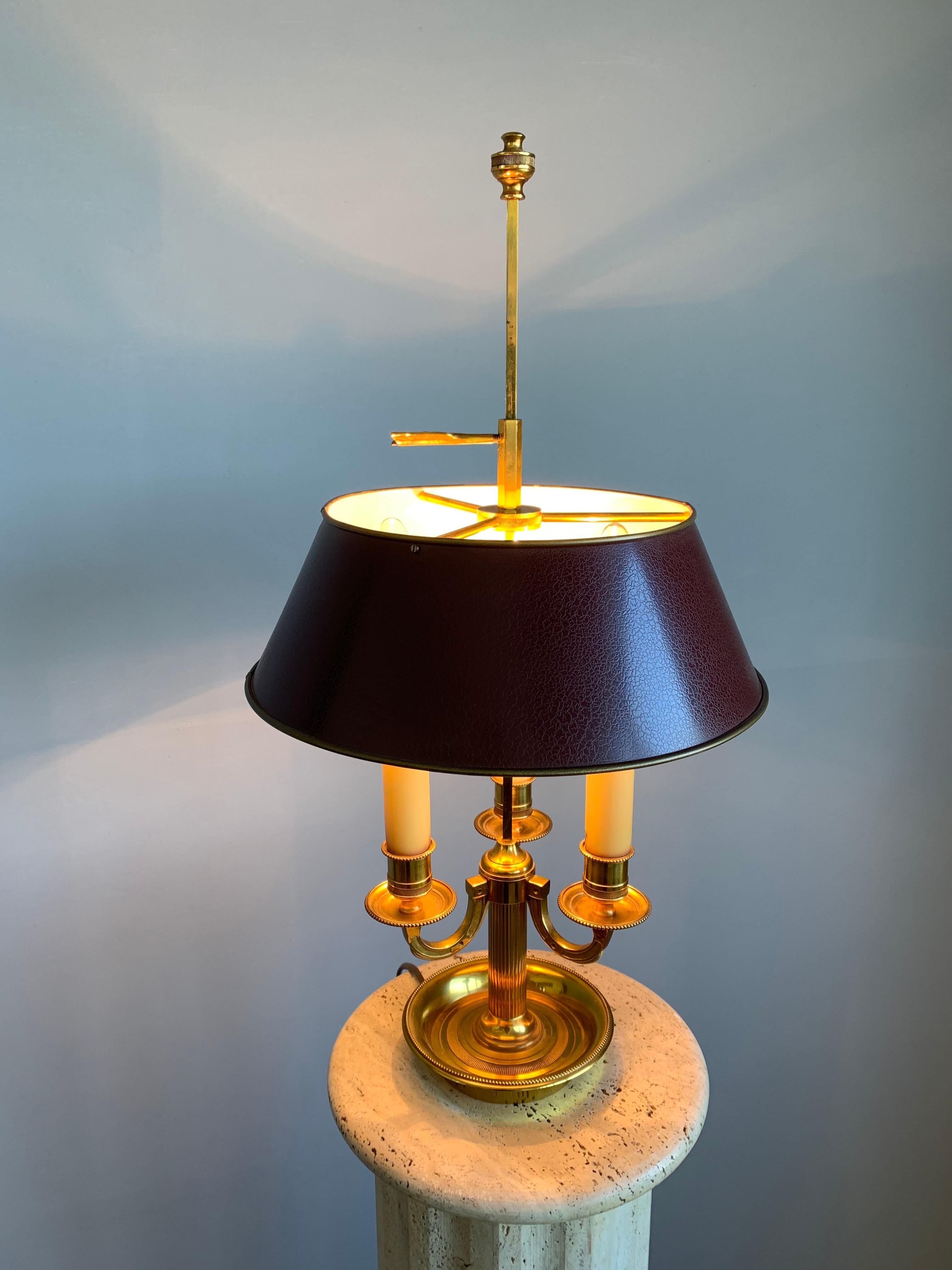 French Empire Style Finest Quality Bronze Bouillotte Table Lamp or Desk Lamp 9