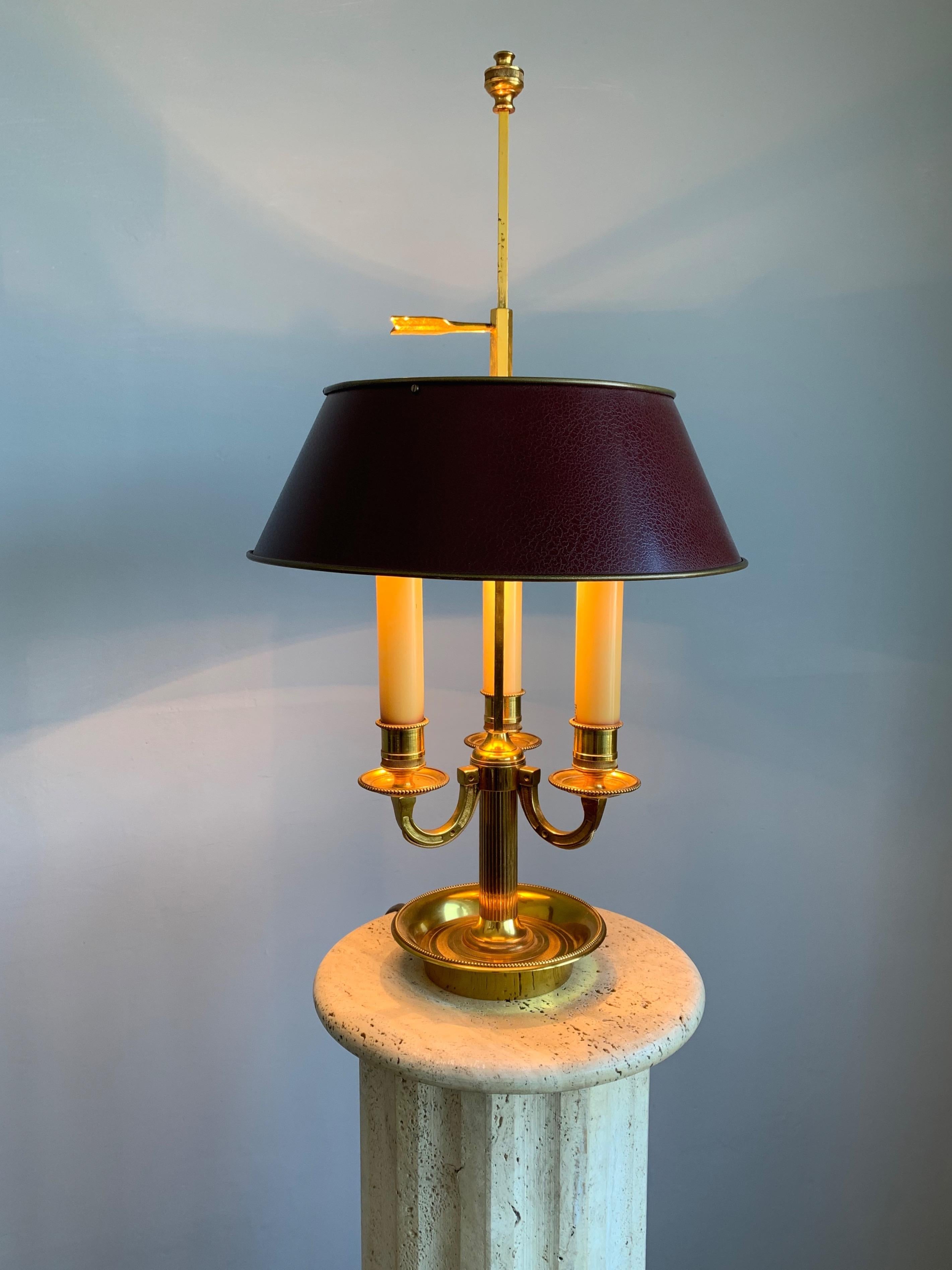 French Empire Style Finest Quality Bronze Bouillotte Table Lamp or Desk Lamp 10