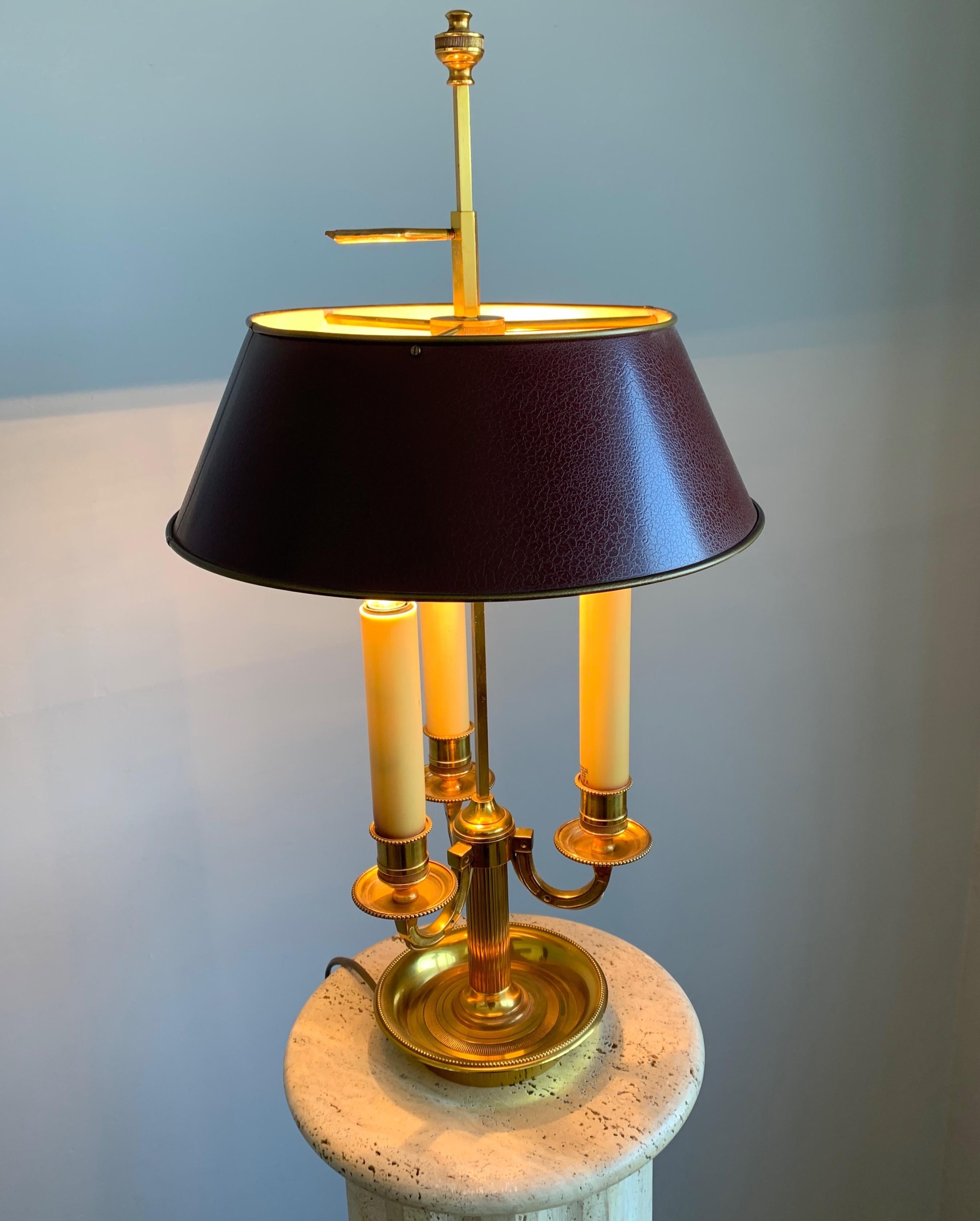 French Empire Style Finest Quality Bronze Bouillotte Table Lamp or Desk Lamp 12