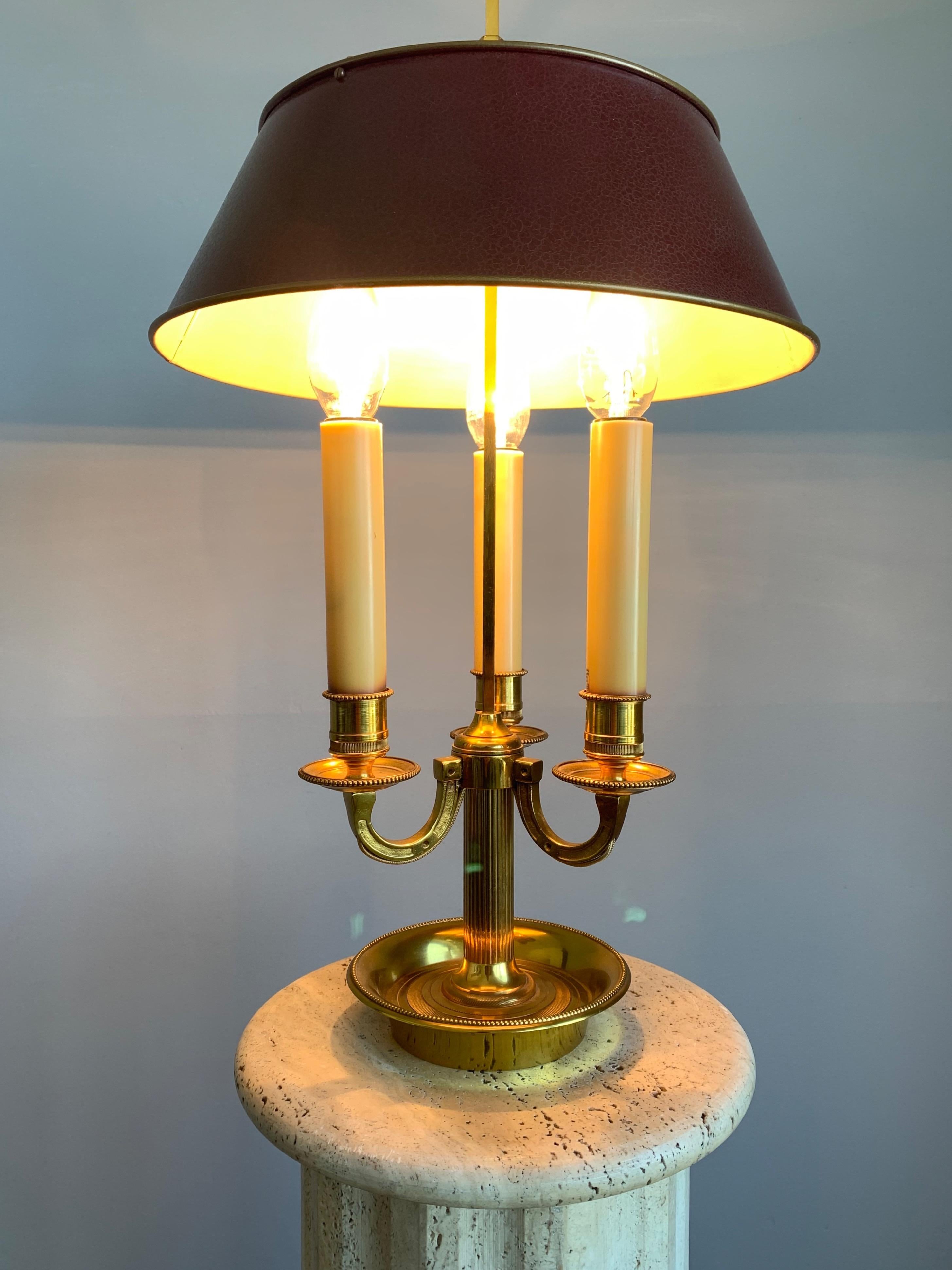 Gilt French Empire Style Finest Quality Bronze Bouillotte Table Lamp or Desk Lamp