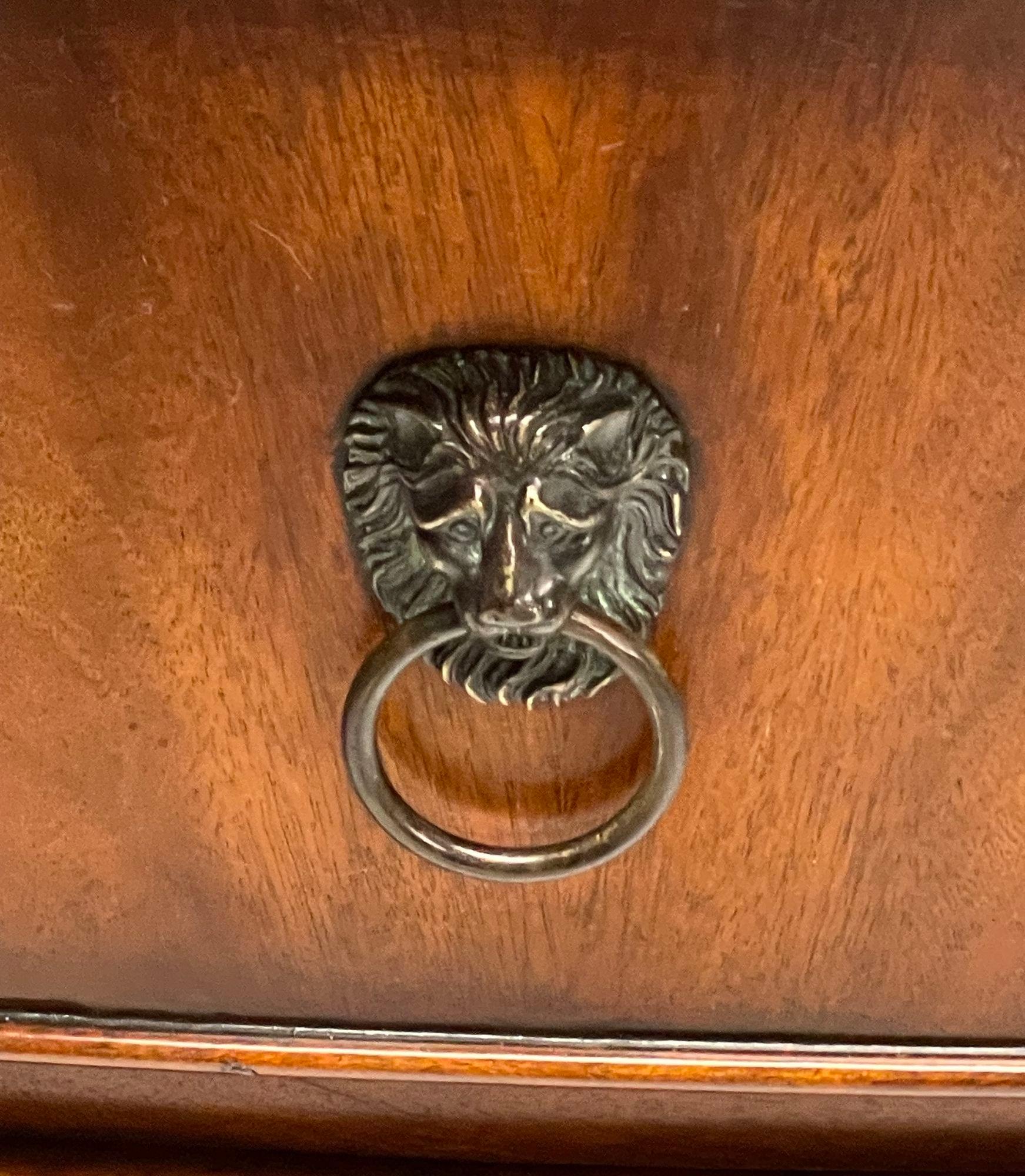 Brass French Empire Style, Flame Mahogany, Bronze, Bow Front Dresser, USA, 20th C.