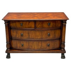 Vintage French Empire Style, Flame Mahogany, Bronze, Bow Front Dresser, USA, 20th C.