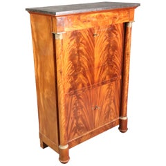 French Empire Style Flame Mahogany Secretaire A'abttant Desk C1930