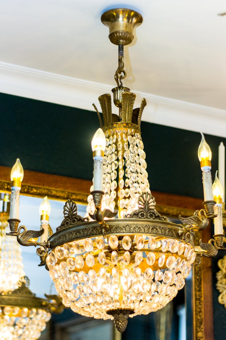 French Empire Style Fourteen-Light Crystal and Bronze ...