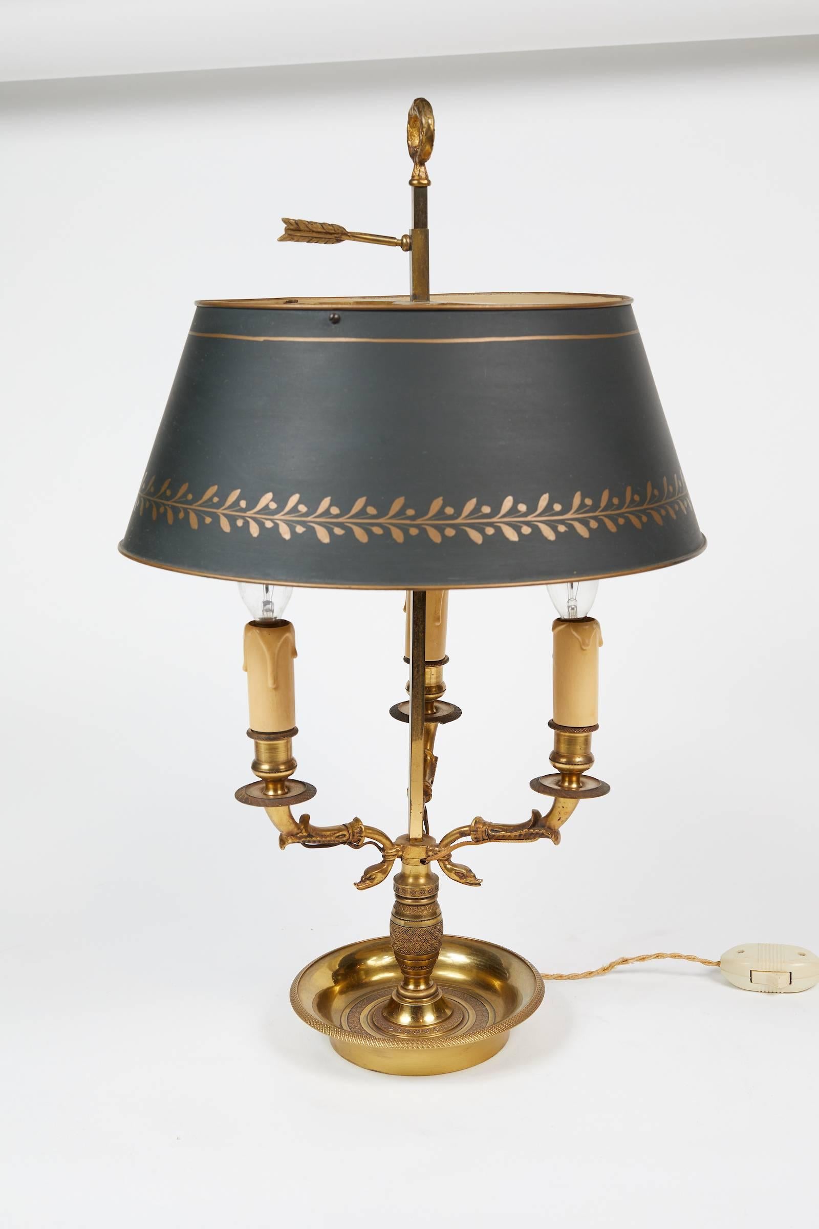 French Empire Style Gilded Bronze Bouillotte Lamp 1