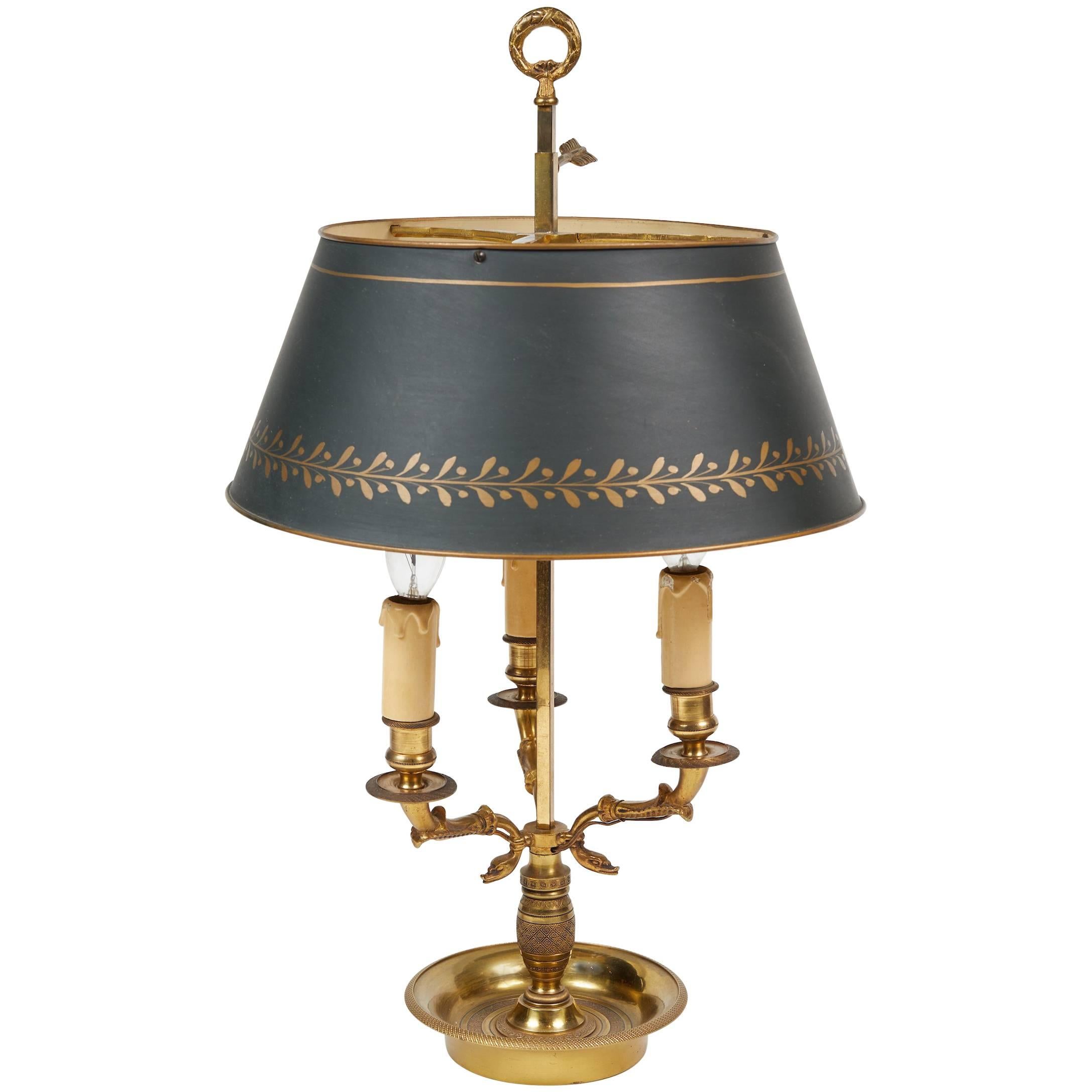 French Empire Style Gilded Bronze Bouillotte Lamp