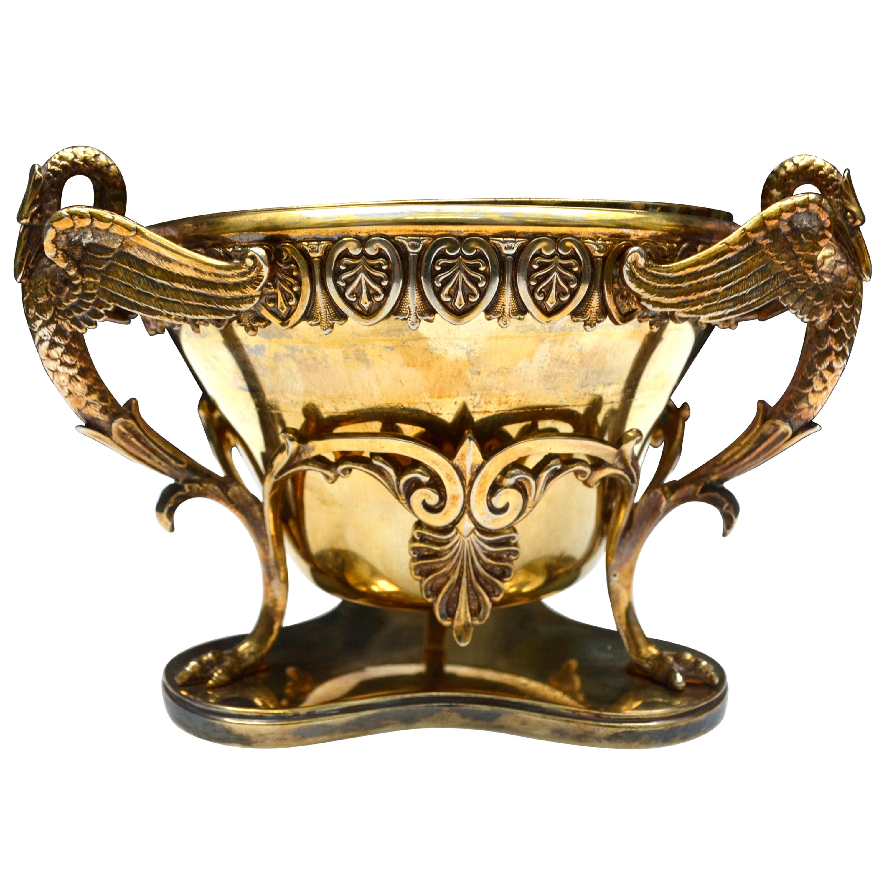 French Empire Style Gilded Metal and Silvered Bowl