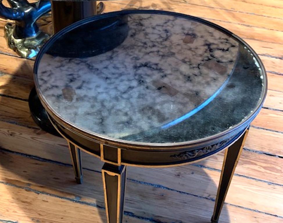 Mid-20th Century French Empire Style Ebonized and Gilt End Table For Sale