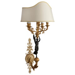 French Empire Style Gilt and Burnished Bronze Sconce by Gherardo Degli Albizzi