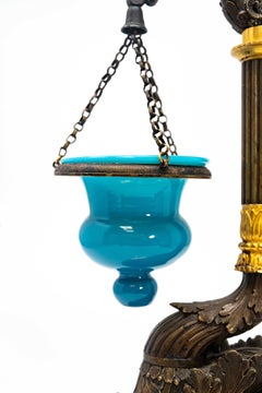 Calamaio in bronzo dorato e patinato in stile Impero francese