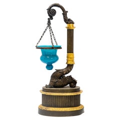 Calamaio in bronzo dorato e patinato in stile Impero francese