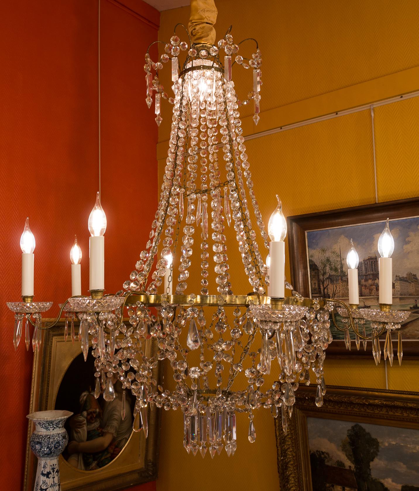 French Empire Style, Gilt Bronze and Baccarat Crystal Chandelier, circa 1890 9