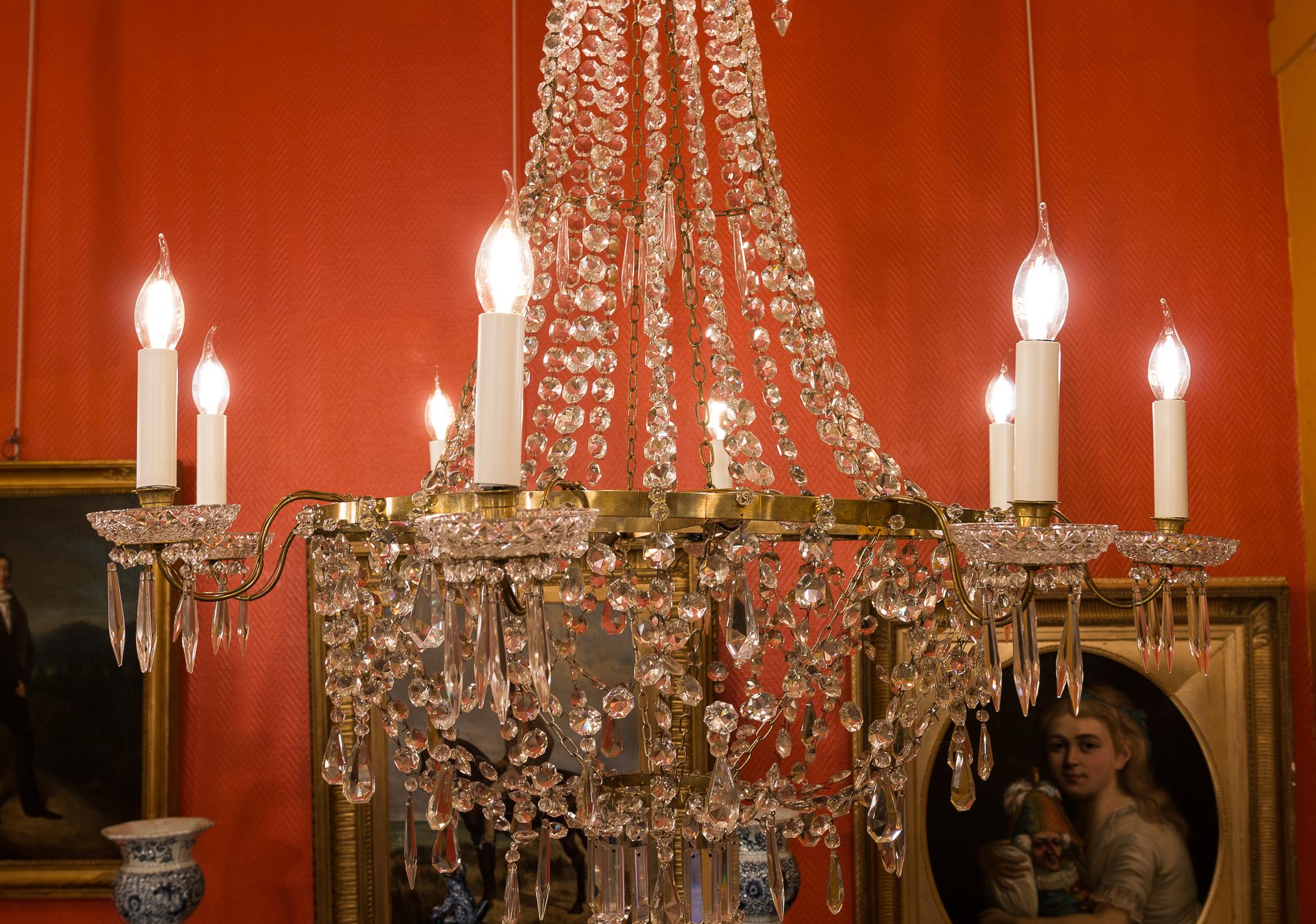 French Empire Style, Gilt Bronze and Baccarat Crystal Chandelier, circa 1890 2