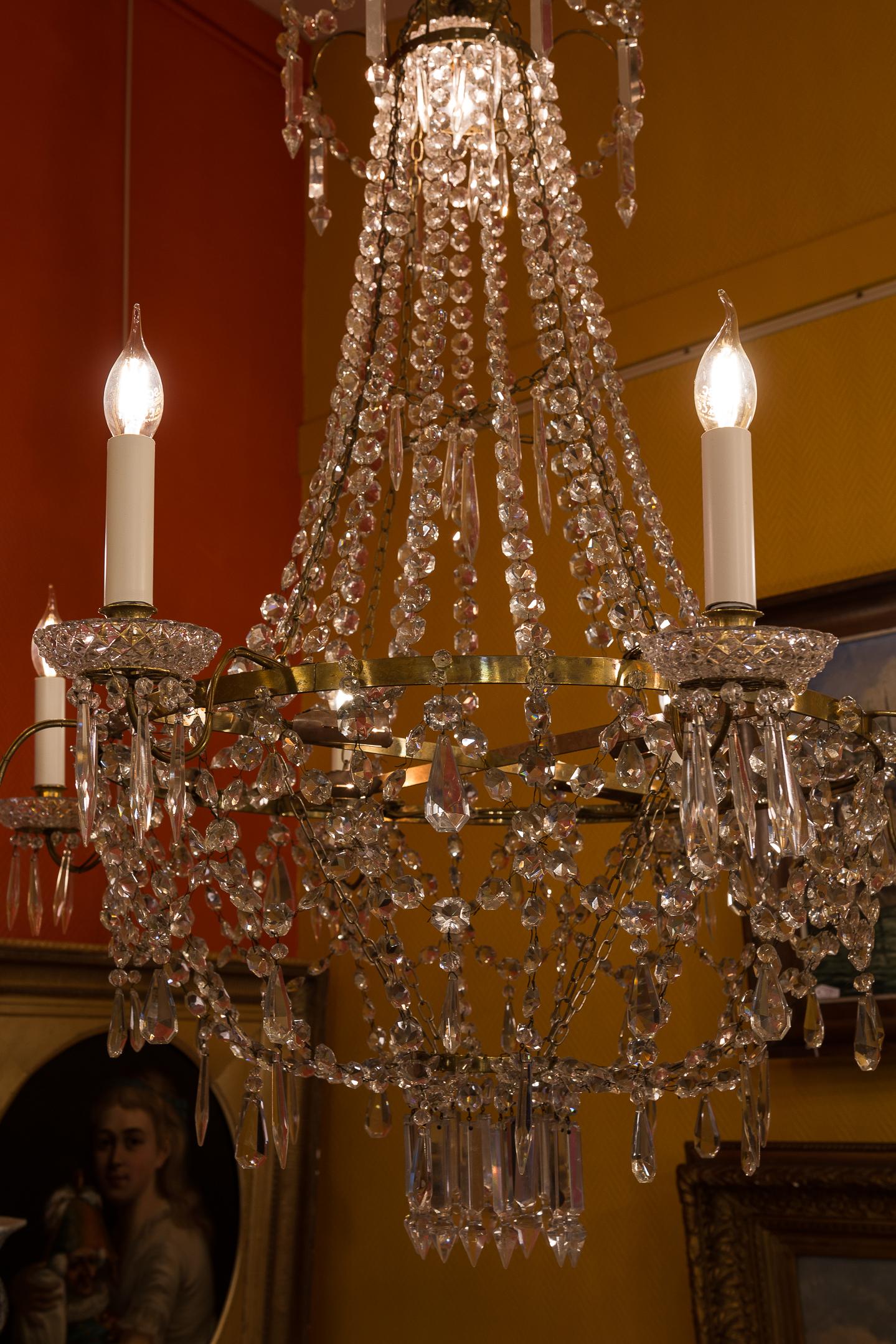 French Empire Style, Gilt Bronze and Baccarat Crystal Chandelier, circa 1890 4