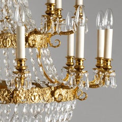 French Empire Style Gilt Bronze and Crystal Chandelier by Gherardo Degli Albizzi