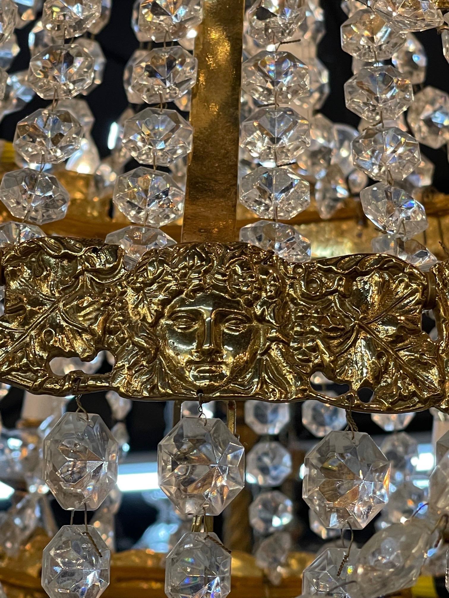 French Empire Style Gilt Bronze and Crystal Chandelier with 18 Lights In Good Condition In Dallas, TX