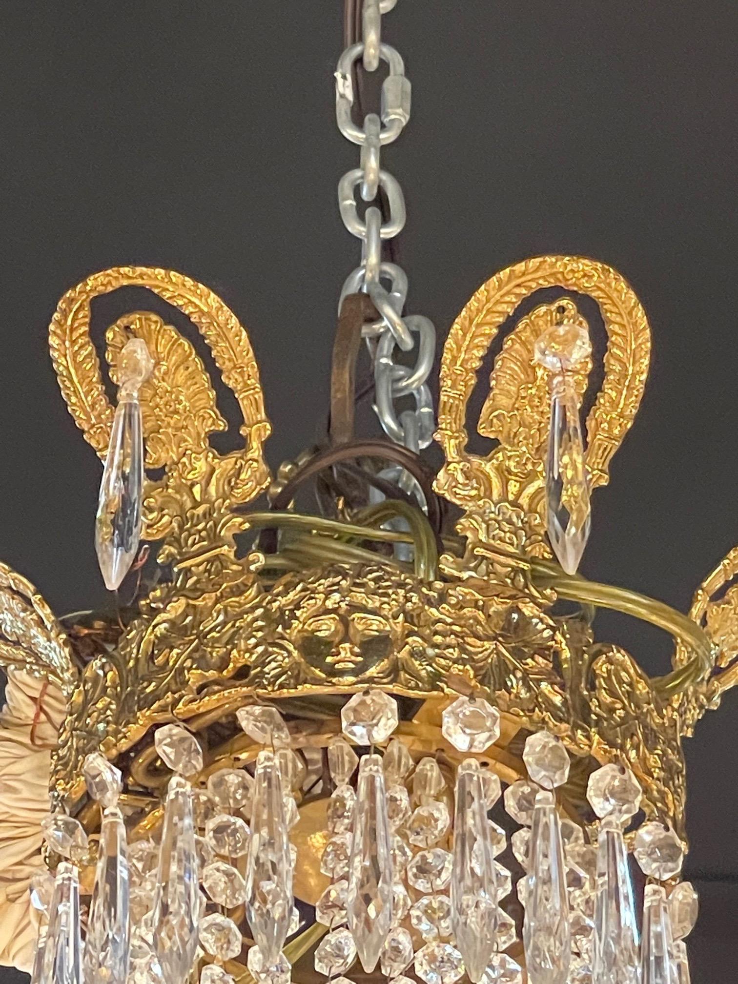 19th Century French Empire Style Gilt Bronze and Crystal Chandelier with 18 Lights