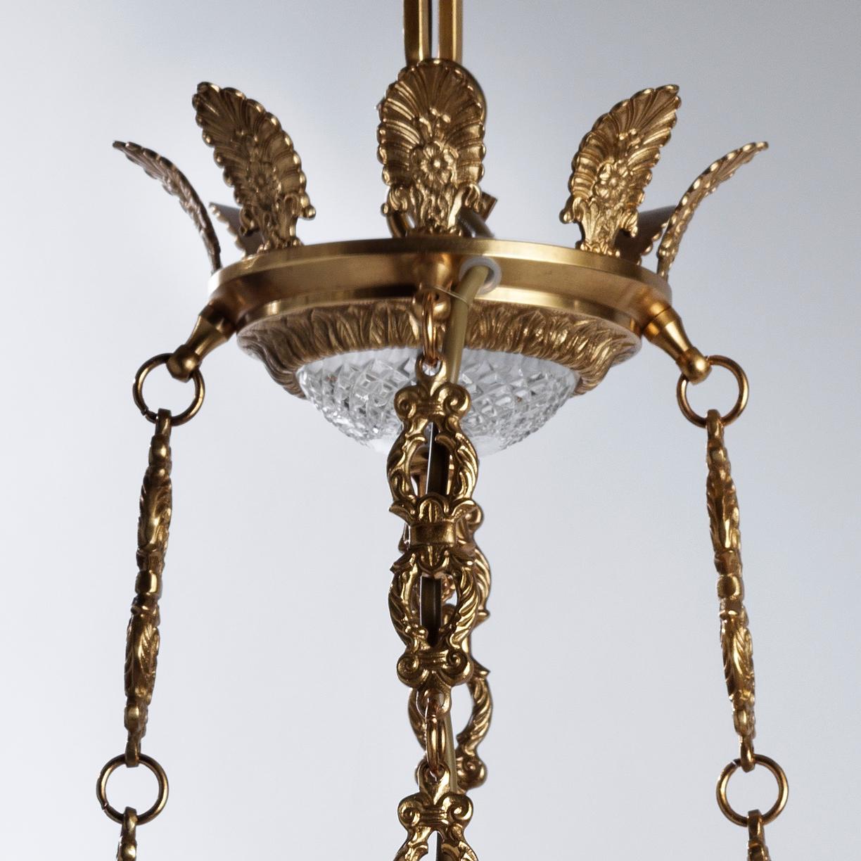 italien Lustre de style Empire français en bronze doré et cristal de Gherardo Degli Albizzi en vente