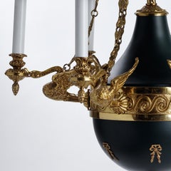 French Empire Style Gilt Bronze and Enamel Chandelier by Gherardo Degli Albizzi