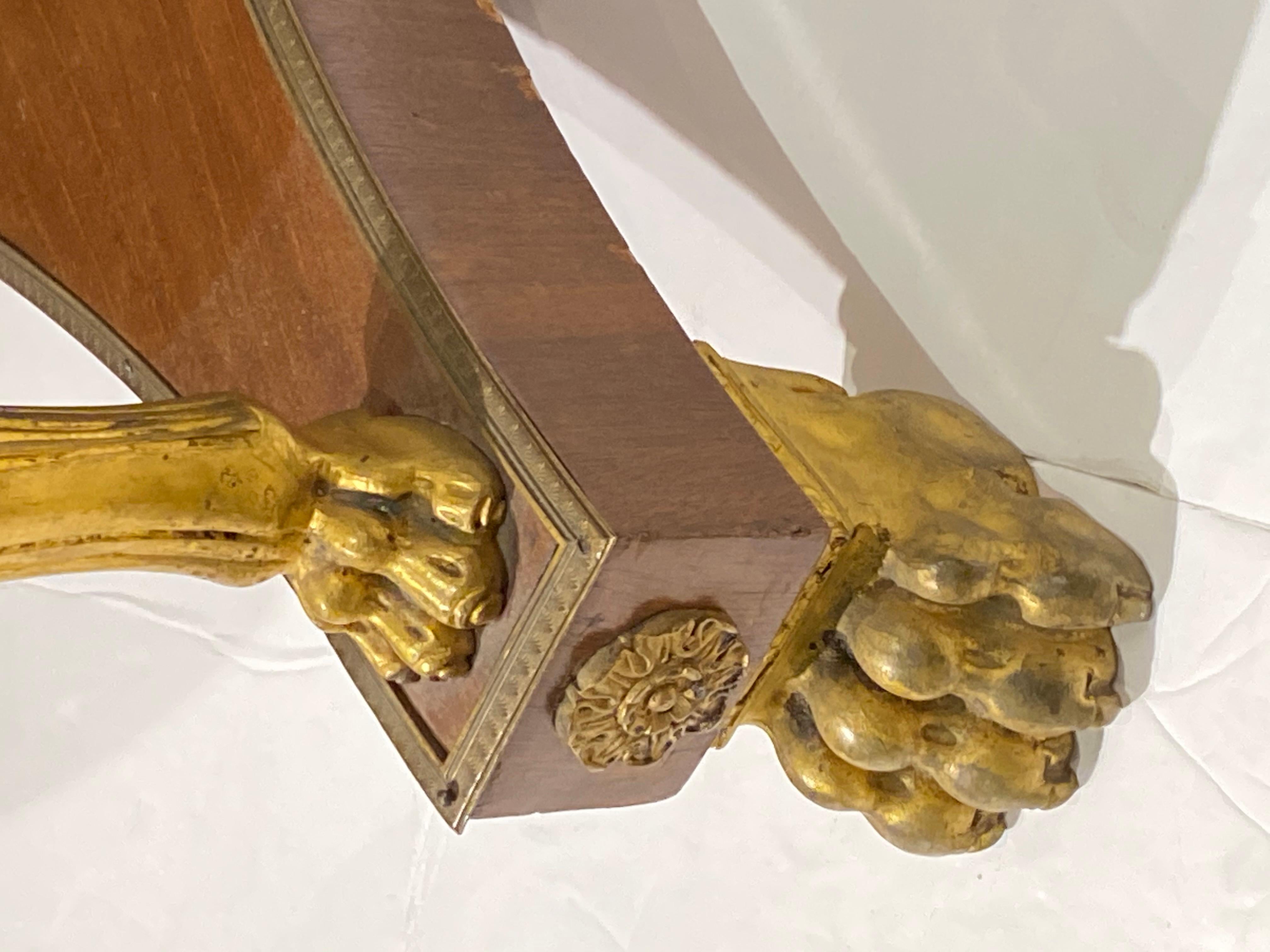 French Empire Style Gilt Bronze and Mahogany Marble-Top Gueridon Table 3