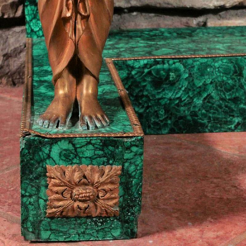 French Empire Style Gilt Bronze and Malachite Console In Good Condition In New York, NY