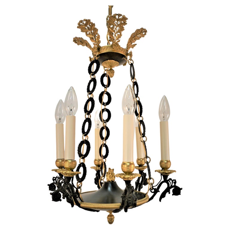 French Empire Style Gilt Bronze Chandelier For Sale at 1stDibs