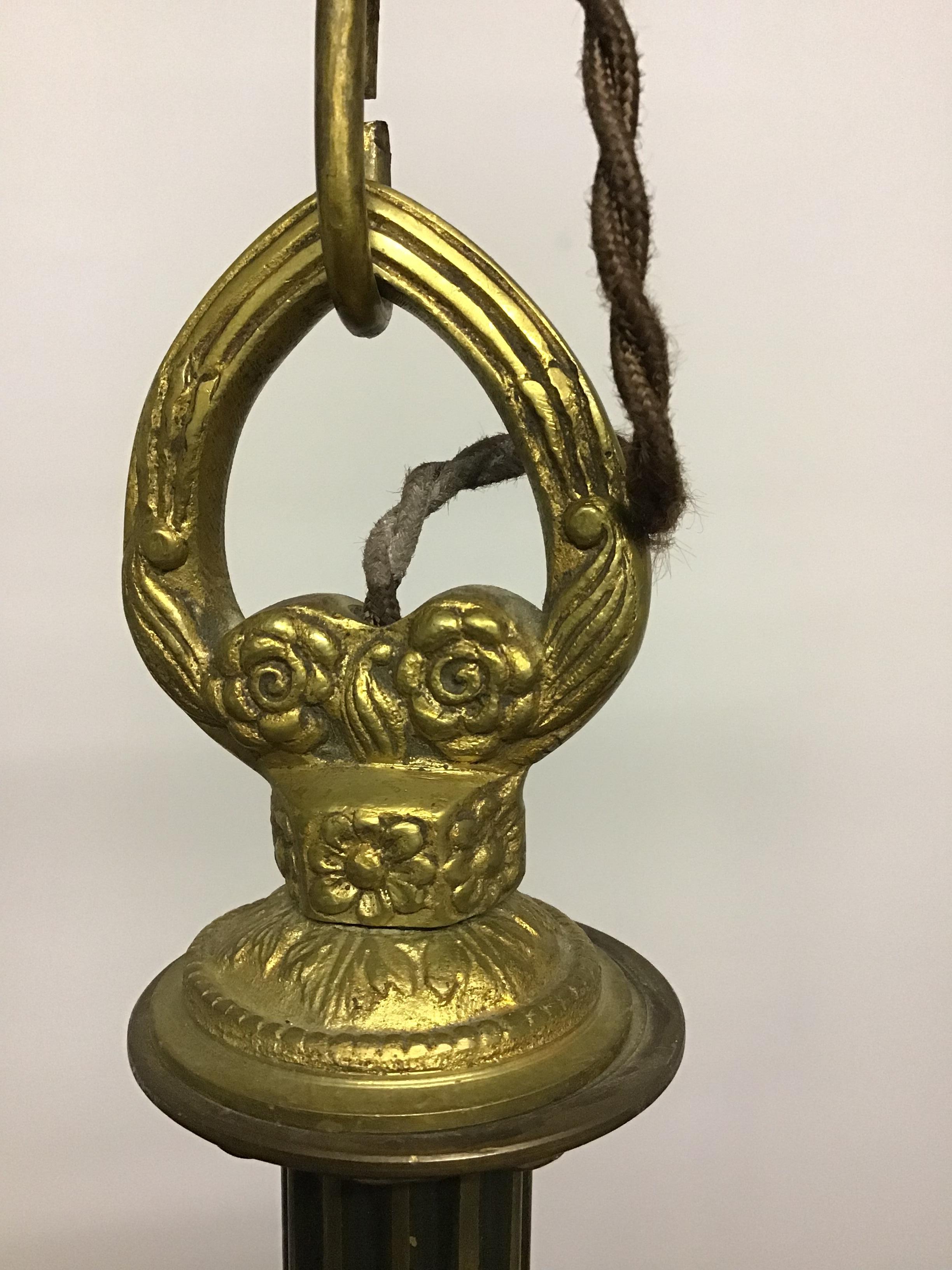 French Gilt Bronze Chandelier with Eagle Heads and Arrows, 1930s For Sale 3